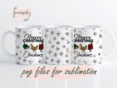 Merry Christmas Cluckers, Digital Download, Cluckers Wrap Sublimation, Digital PNG, Chicken Mug Wrap 11oz, country mug, rustic mug, novelty mug, unique mug Sublimation PrintingLife 