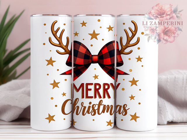 Merry Christmas Coquette Bow 20oz Tumbler Wrap, Merry Christmas, Coquette Bow, Christmas Tumbler, 20oz Tumbler, Sublimation Wrap, Holiday Decor, Festive Gift Sublimation Li Zamperini 