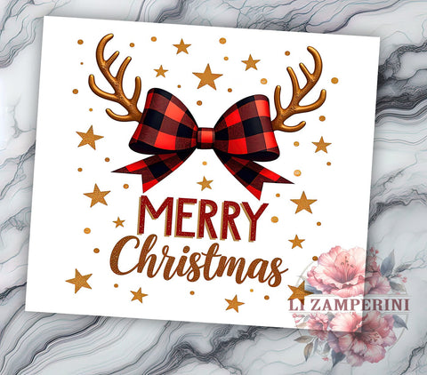 Merry Christmas Coquette Bow 20oz Tumbler Wrap, Merry Christmas, Coquette Bow, Christmas Tumbler, 20oz Tumbler, Sublimation Wrap, Holiday Decor, Festive Gift Sublimation Li Zamperini 