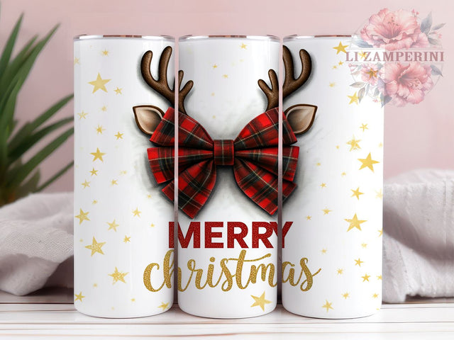 Merry Christmas Coquette Bow 20oz Tumbler Wrap, Merry Christmas, Coquette Bow, Christmas Tumbler, 20oz Tumbler, Sublimation Wrap, Holiday Decor, Festive Gift Sublimation Li Zamperini 
