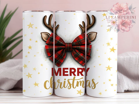 Merry Christmas Coquette Bow 20oz Tumbler Wrap, Merry Christmas, Coquette Bow, Christmas Tumbler, 20oz Tumbler, Sublimation Wrap, Holiday Decor, Festive Gift Sublimation Li Zamperini 