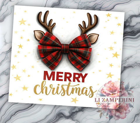 Merry Christmas Coquette Bow 20oz Tumbler Wrap, Merry Christmas, Coquette Bow, Christmas Tumbler, 20oz Tumbler, Sublimation Wrap, Holiday Decor, Festive Gift Sublimation Li Zamperini 