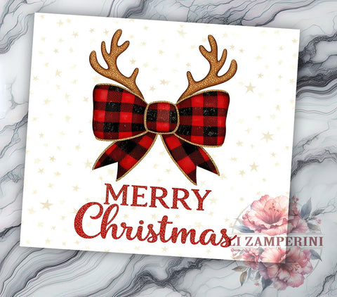 Merry Christmas Coquette Bow 20oz Tumbler Wrap, Merry Christmas, Coquette Bow, Christmas Tumbler, 20oz Tumbler, Sublimation Wrap, Holiday Decor, Festive Gift Sublimation Li Zamperini 