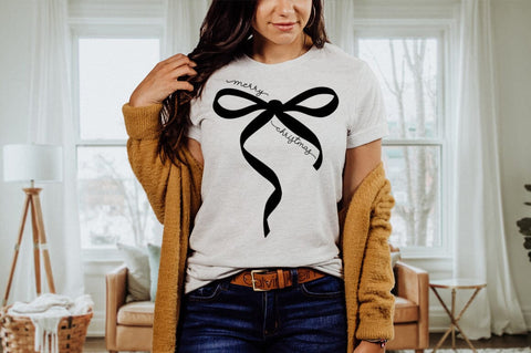 Merry Christmas Coquette Bow SVG SVG Pickled Thistle Creative 