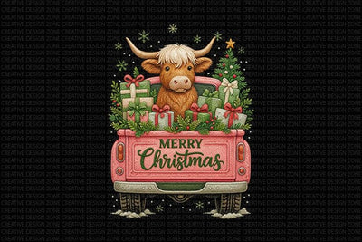 Merry Christmas Cow Truck PNG SVG BillahCrafts 