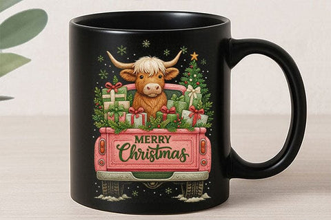 Merry Christmas Cow Truck PNG SVG BillahCrafts 