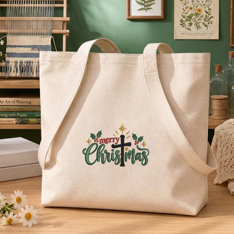 Merry Christmas Cross Embroidery Design – Christian Christmas Holly Faith Machine Embroidery File Embroidery/Applique DESIGNS PatternFeed8 