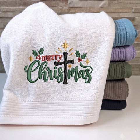 Merry Christmas Cross Embroidery Design – Christian Christmas Holly Faith Machine Embroidery File Embroidery/Applique DESIGNS PatternFeed8 