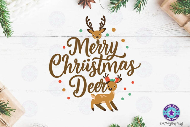 Merry Christmas Deer, Christmas Quote SVG Design, Christmas Sublimation SVG FiveStarCrafting 