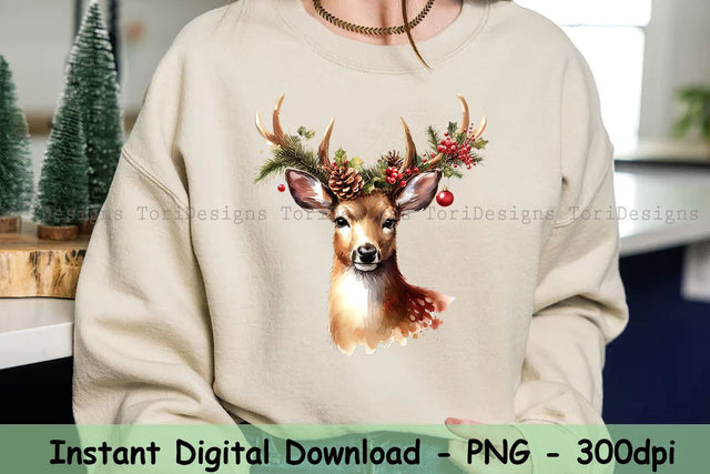 Merry Christmas Deer Png, Western Png, Merry Christmas Png, Christmas Deer Clipart,Christmas Animals Png,Deer Png,Light Png,Digital Download Sublimation ToriDesigns 