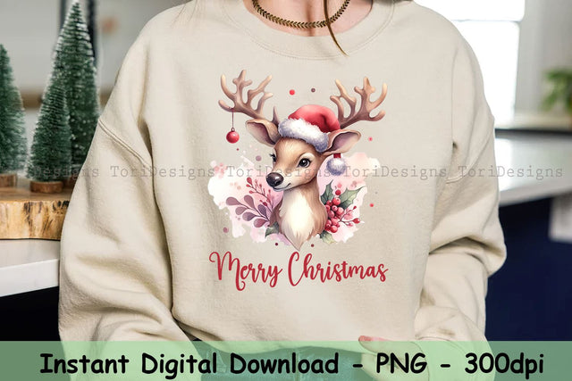 Merry Christmas Deer Png, Western Png, Merry Christmas Png, Christmas Deer Clipart,Christmas Animals Png,Deer Png,Light Png,Digital Download Sublimation ToriDesigns 