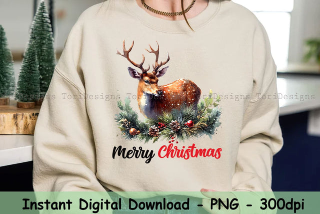 Merry Christmas Deer Png, Western Png, Merry Christmas Png, Christmas Deer Clipart,Christmas Animals Png,Deer Png,Light Png,Digital Download Sublimation ToriDesigns 