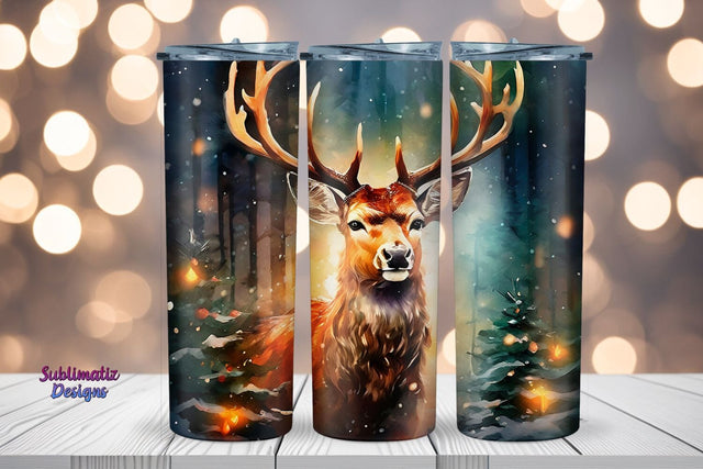 Merry Christmas Deer Skinny Wrap | 20 oz Skinny Tumbler Wrap Sublimation Christmas Design Sublimation Sublimatiz Designs 