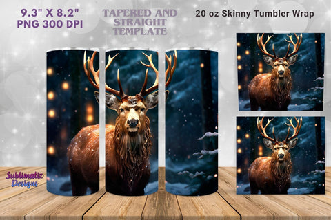 Merry Christmas Deer Tumbler Wrap | 20 oz Skinny Tumbler Wrap Sublimation Christmas Design Sublimation Sublimatiz Designs 