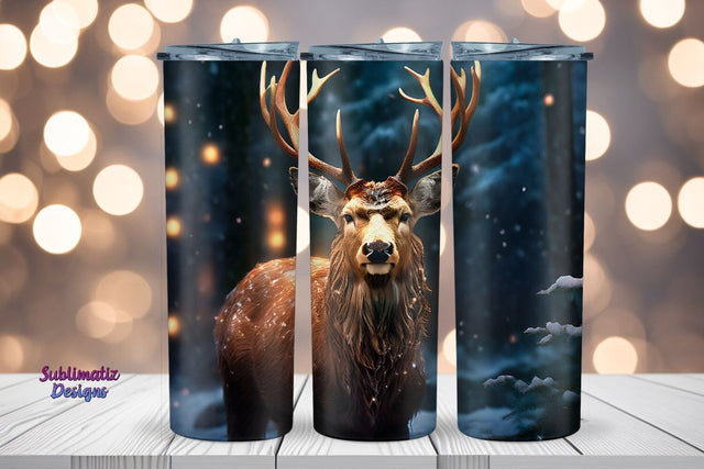 Merry Christmas Deer Tumbler Wrap | 20 oz Skinny Tumbler Wrap Sublimation Christmas Design Sublimation Sublimatiz Designs 