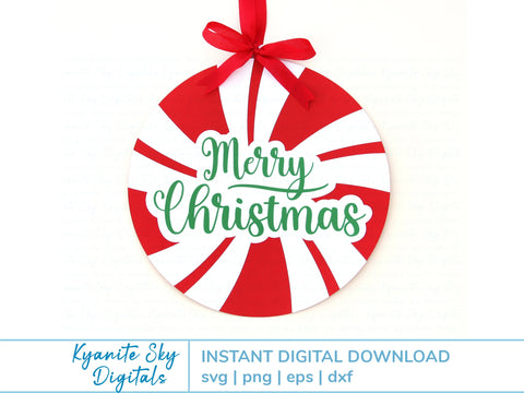 Merry Christmas Door Hanger round sign SVG SVG Kyanite Sky Digitals 