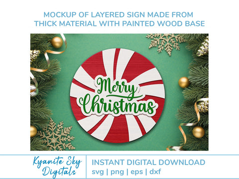 Merry Christmas Door Hanger round sign SVG SVG Kyanite Sky Digitals 