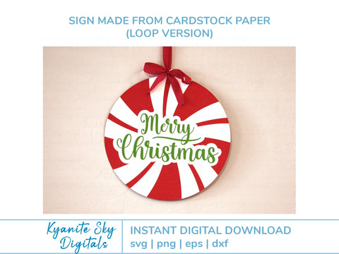 Merry Christmas Door Hanger round sign SVG SVG Kyanite Sky Digitals 