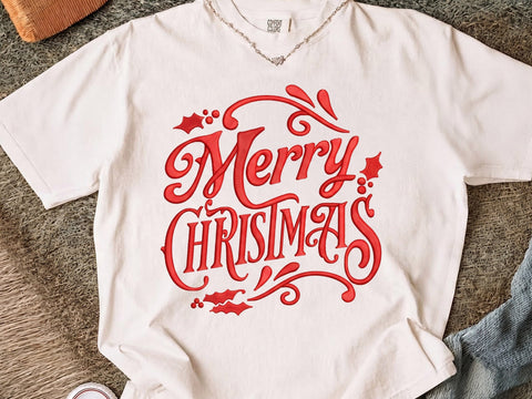 Merry Christmas Embroidery Design, 4 Sizes, Christmas Machine Embroidery Design Embroidery/Applique DESIGNS DesignDestine 