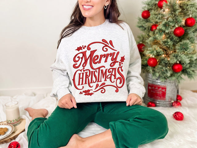 Merry Christmas Embroidery Design, 4 Sizes, Christmas Machine Embroidery Design Embroidery/Applique DESIGNS DesignDestine 