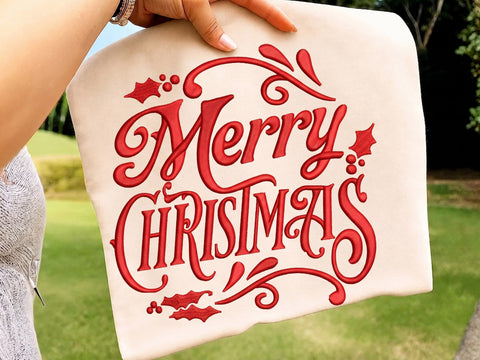 Merry Christmas Embroidery Design, 4 Sizes, Christmas Machine Embroidery Design Embroidery/Applique DESIGNS DesignDestine 