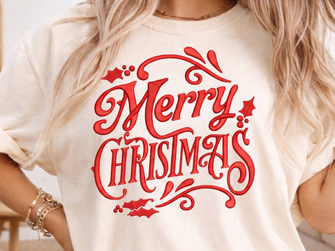 Merry Christmas Embroidery Design, 4 Sizes, Christmas Machine Embroidery Design Embroidery/Applique DESIGNS DesignDestine 