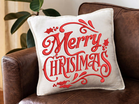 Merry Christmas Embroidery Design, 4 Sizes, Christmas Machine Embroidery Design Embroidery/Applique DESIGNS DesignDestine 