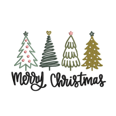 Merry Christmas Embroidery Design, Christmas Trees Embroidery File, Xmas Tree embroidery, 3 sizes, Instant download Embroidery/Applique DESIGNS Nino Nadaraia 