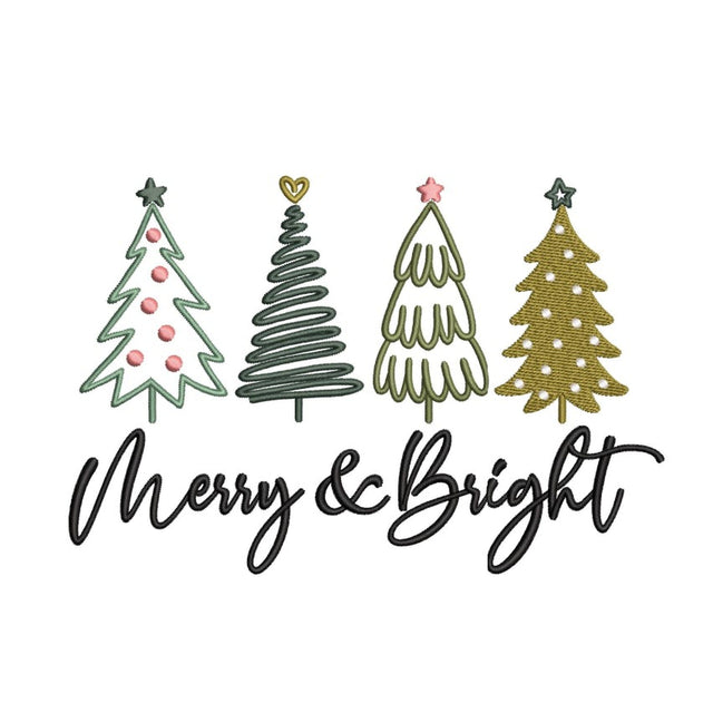 Merry Christmas Embroidery Design, Christmas Trees Embroidery File, Xmas Tree embroidery, 3 sizes, Instant download Embroidery/Applique DESIGNS Nino Nadaraia 