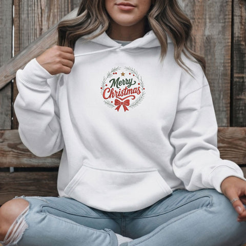Merry Christmas Embroidery Design – Christmas Wreath Bow Holiday Machine Embroidery File, 9 Sizes Embroidery/Applique DESIGNS PatternFeed8 