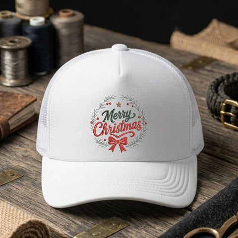 Merry Christmas Embroidery Design – Christmas Wreath Bow Holiday Machine Embroidery File, 9 Sizes Embroidery/Applique DESIGNS PatternFeed8 