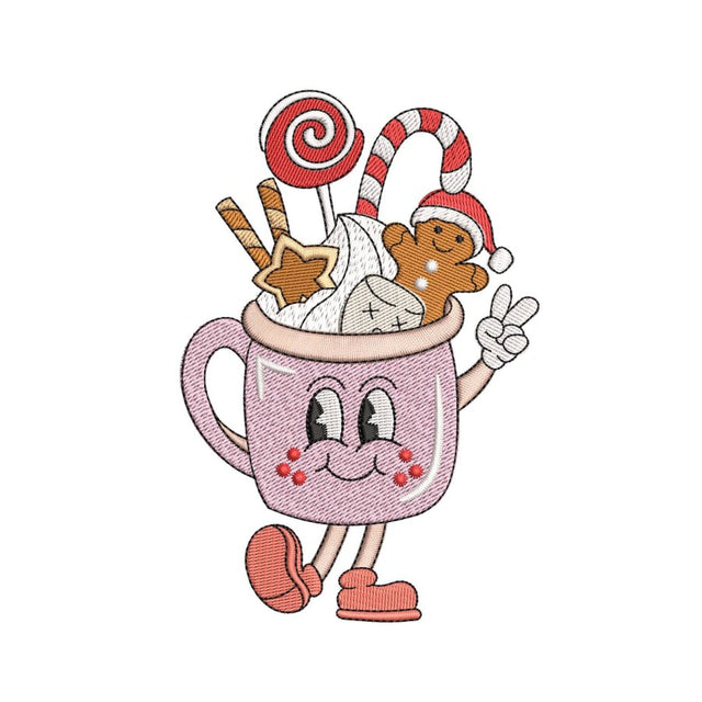 Merry Christmas Embroidery Design, Cute Christmas Cup Machine Embroidery Design, 3 sizes, Instant Download Embroidery/Applique DESIGNS Nino Nadaraia 