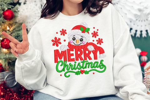 Merry Christmas Embroidery Design, Cute Snowman Machine Embroidery File, Holiday Winter Snowman Applique, Merry Christmas Sayings Sign Embroidery/Applique DESIGNS DesignDestine 