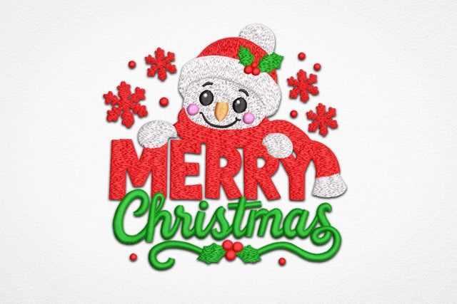 Merry Christmas Embroidery Design, Cute Snowman Machine Embroidery File, Holiday Winter Snowman Applique, Merry Christmas Sayings Sign Embroidery/Applique DESIGNS DesignDestine 