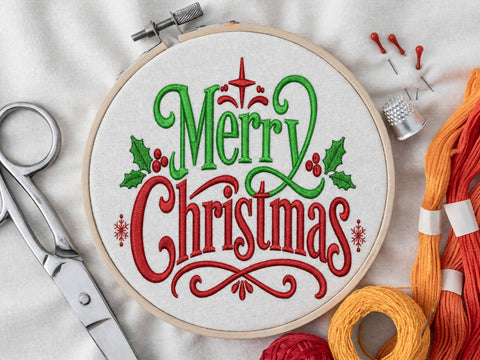 Merry Christmas Embroidery Design Embroidery/Applique DESIGNS DesignDestine 