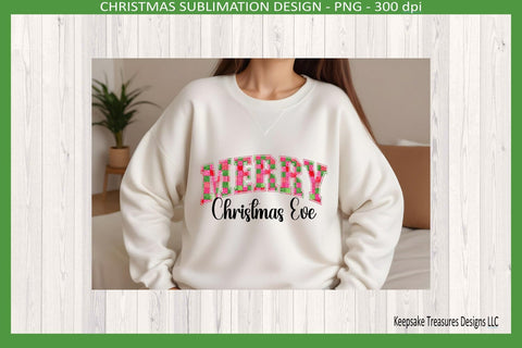 Merry Christmas Eve & Merry Christmas Bright Patchwork Sublimation Png Printable Sublimation Keepsake Treasures Designs LLC. 