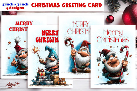 Merry Christmas fairy card printable, funny Christmas gnome Sublimation Angelina Semenova 