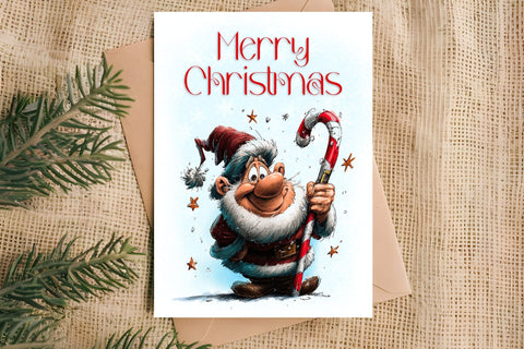 Merry Christmas fairy card printable, funny Christmas gnome Sublimation Angelina Semenova 