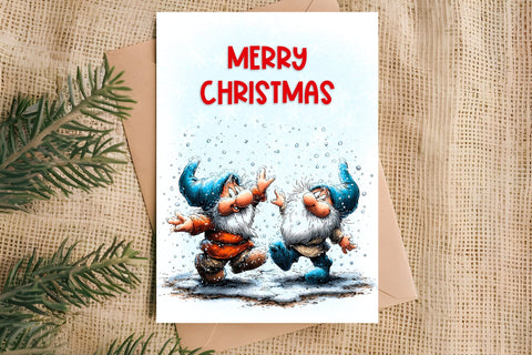Merry Christmas fairy card printable Funny Christmas gnomes Sublimation Angelina Semenova 