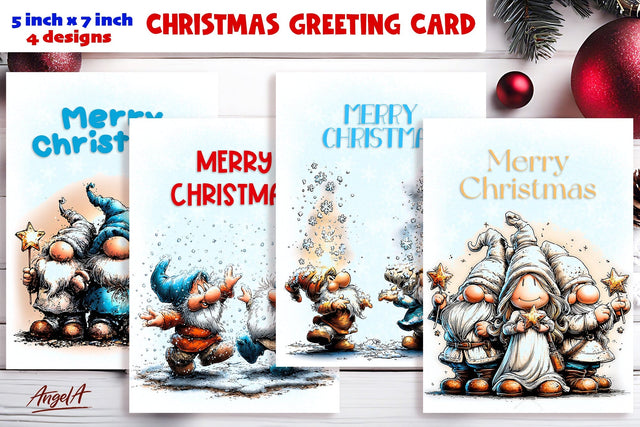 Merry Christmas fairy card printable Funny Christmas gnomes Sublimation Angelina Semenova 