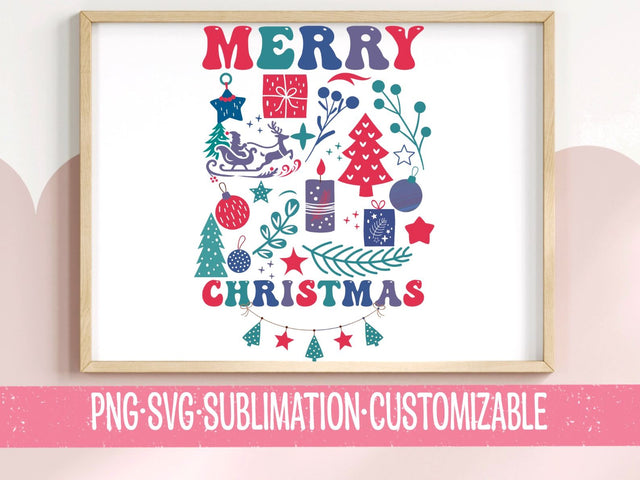 Merry Christmas - Festive Holiday Art PNG SVG - Christmas Decor & DIY Projects - Colorful Winter Craft Design SVG YaySportsandSuch 