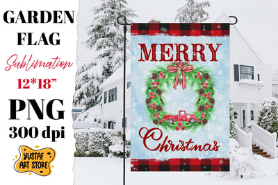 Merry Christmas garden flag sublimation. Christmas wreath Sublimation Yustaf Art Store 