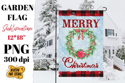 Merry Christmas garden flag sublimation. Christmas wreath Sublimation Yustaf Art Store 
