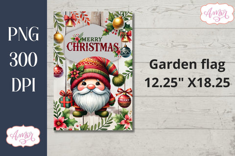 Merry Christmas garden flag sublimation PNG | Cute gnome Sublimation Amorclipart 