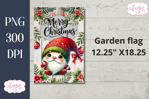 Merry Christmas garden flag sublimation PNG | Cute gnome Sublimation Amorclipart 