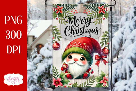 Merry Christmas garden flag sublimation PNG | Cute gnome Sublimation Amorclipart 