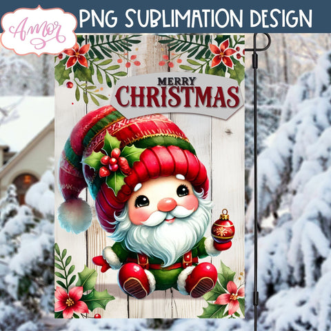 Merry Christmas garden flag sublimation PNG | Cute gnome Sublimation Amorclipart 