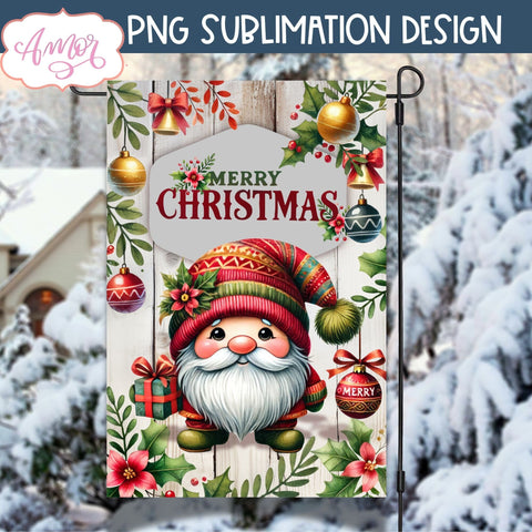 Merry Christmas garden flag sublimation PNG | Cute gnome Sublimation Amorclipart 