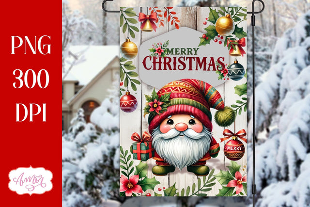 Merry Christmas garden flag sublimation PNG | Cute gnome Sublimation Amorclipart 