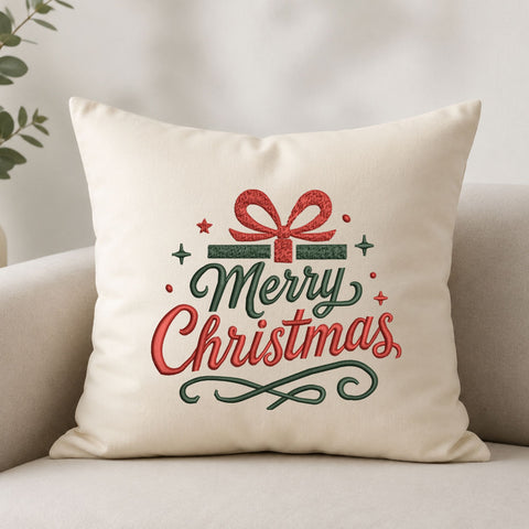 Merry Christmas Gift Bow Machine Embroidery Design – Holiday Present Christmas Embroidery File Embroidery/Applique DESIGNS PatternFeed8 